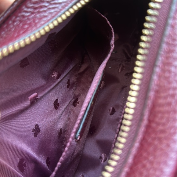 Kate Spade purse.  Used one time.  Maroon/ reddish leather.  Camera bag style. - Picture 7 of 9